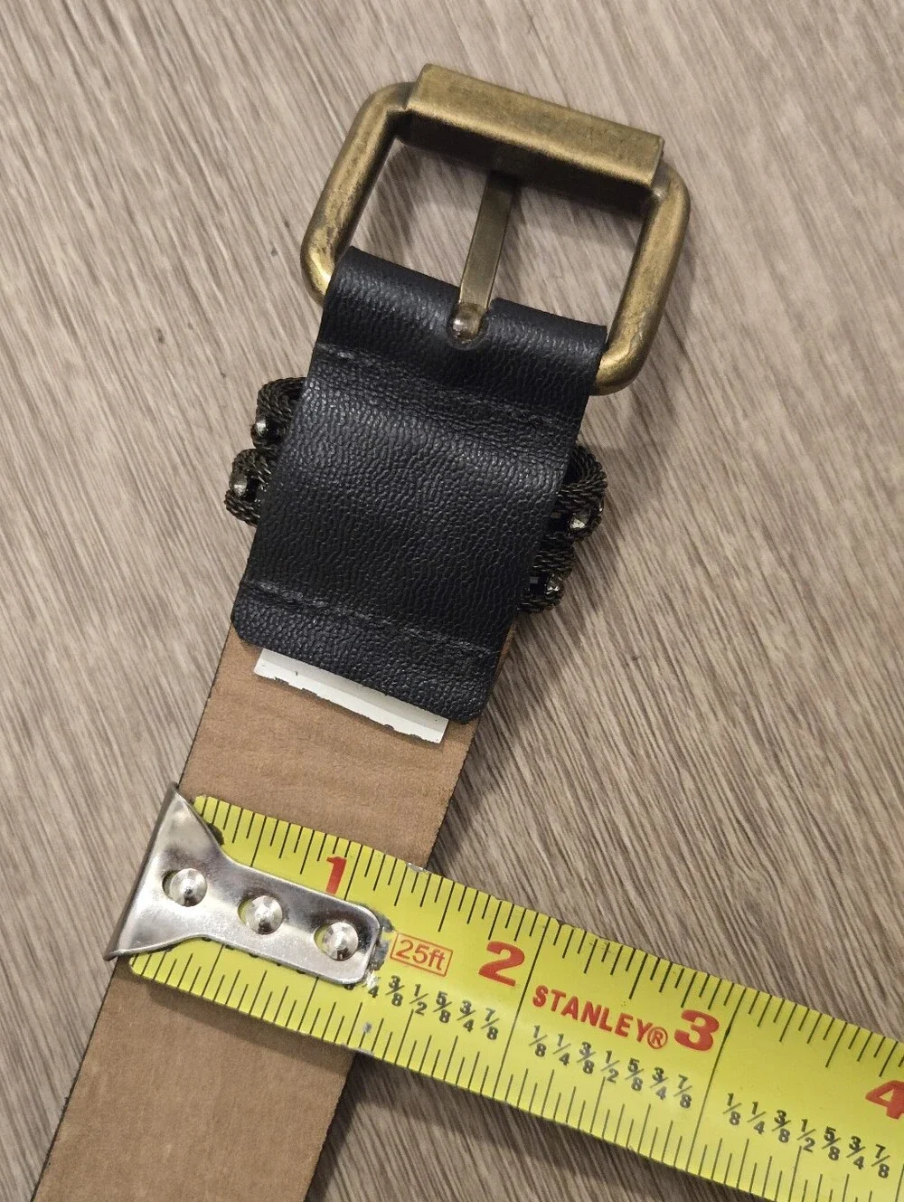 Womens DARK brown Leather Belt Y2k McBling Crstal Studs Western 34